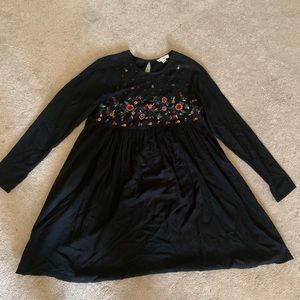 long-sleeve mini black dress